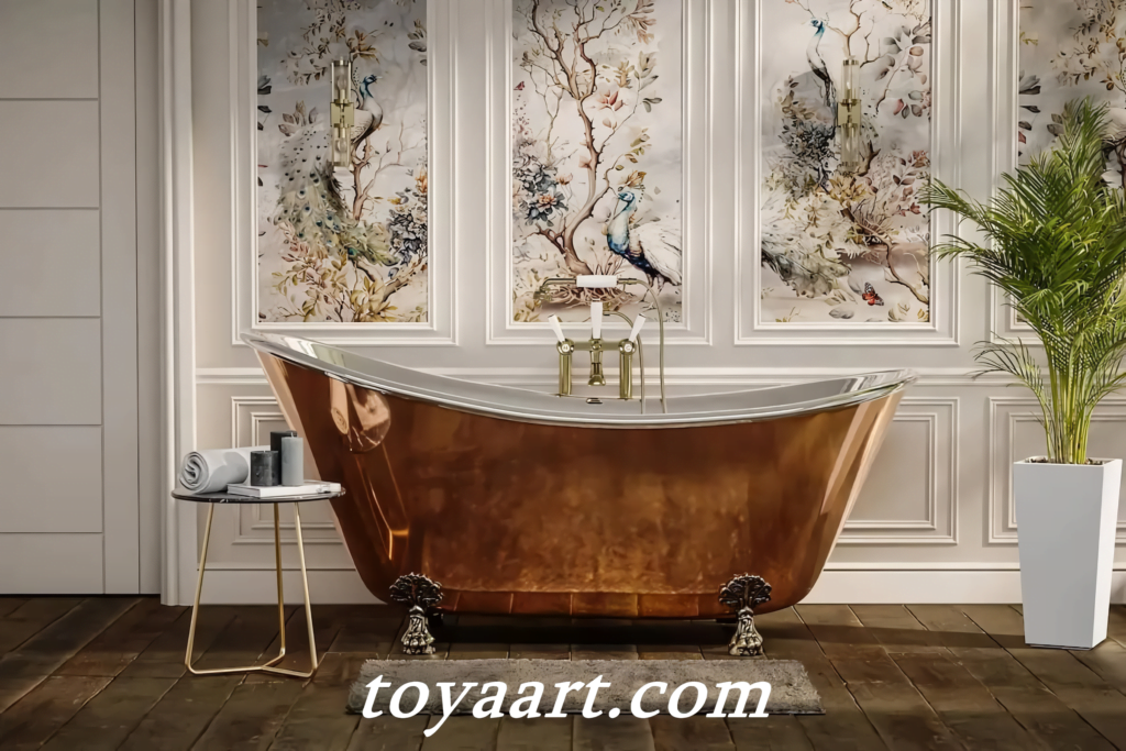 Jasa pembuatan bathtub tembaga kuningan kustom untuk kamar mandi elegan